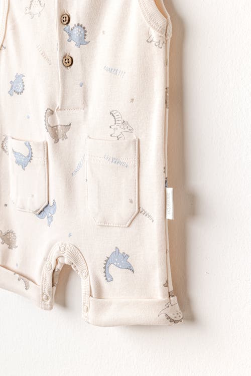 Andy Wawa Dino Pattern Romper In Beige
