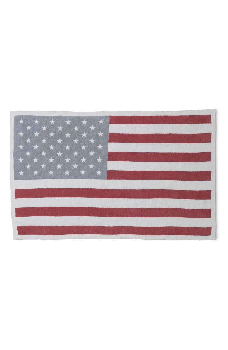Barefoot Dreams<sup>®</sup> CozyChic<sup>®</sup> American Flag Throw Blanket, Alternate, color, Moonwater Multi