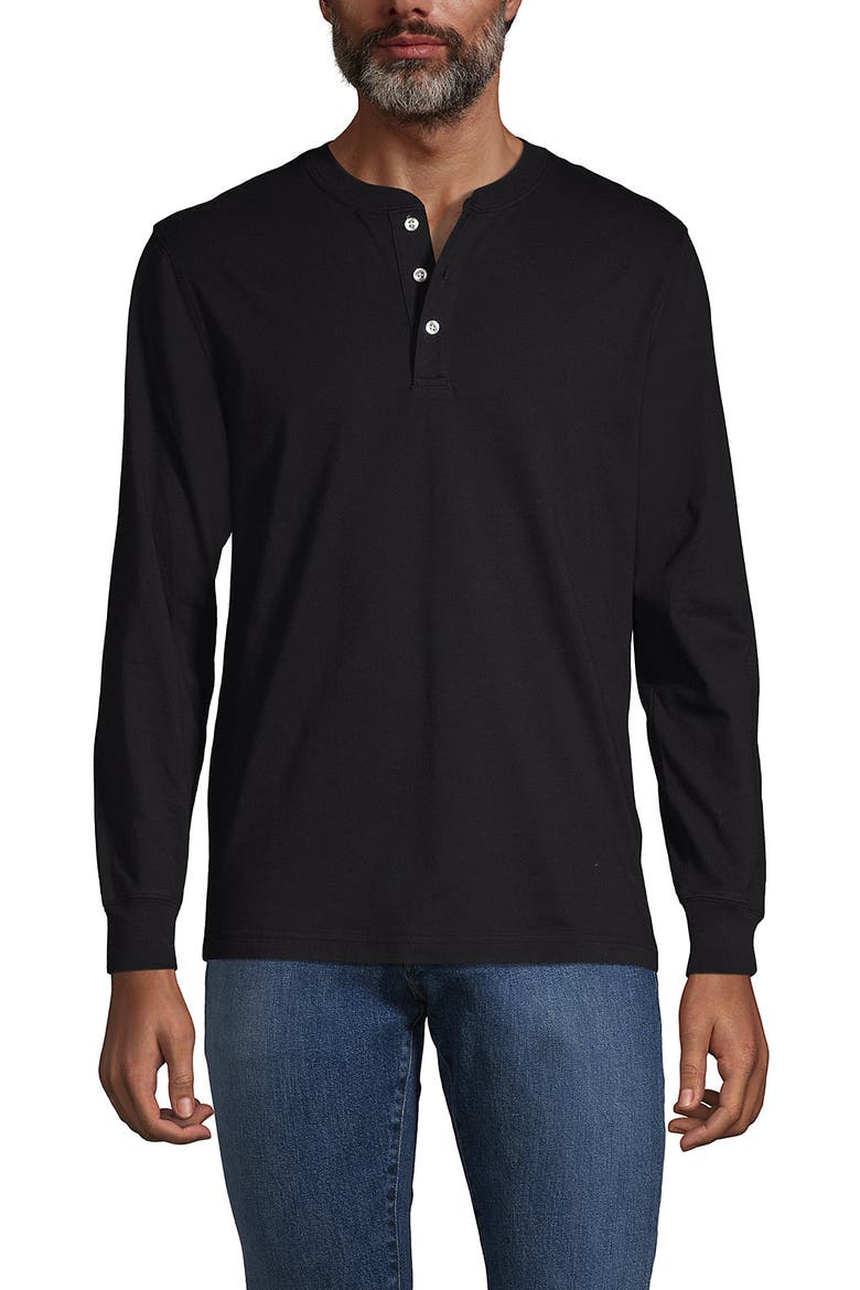 Super-T Long Sleeve Henley Shirt, Main, color, Black