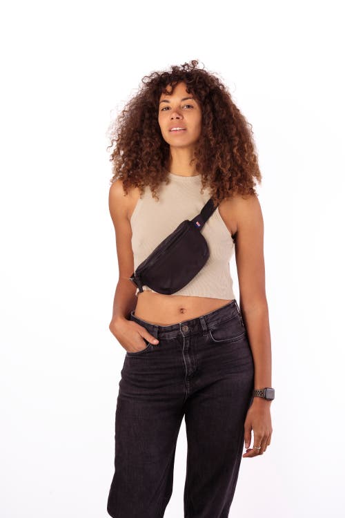 Kibou Wallet Bag Vegan Leather Crossbody Fanny Pack In Black