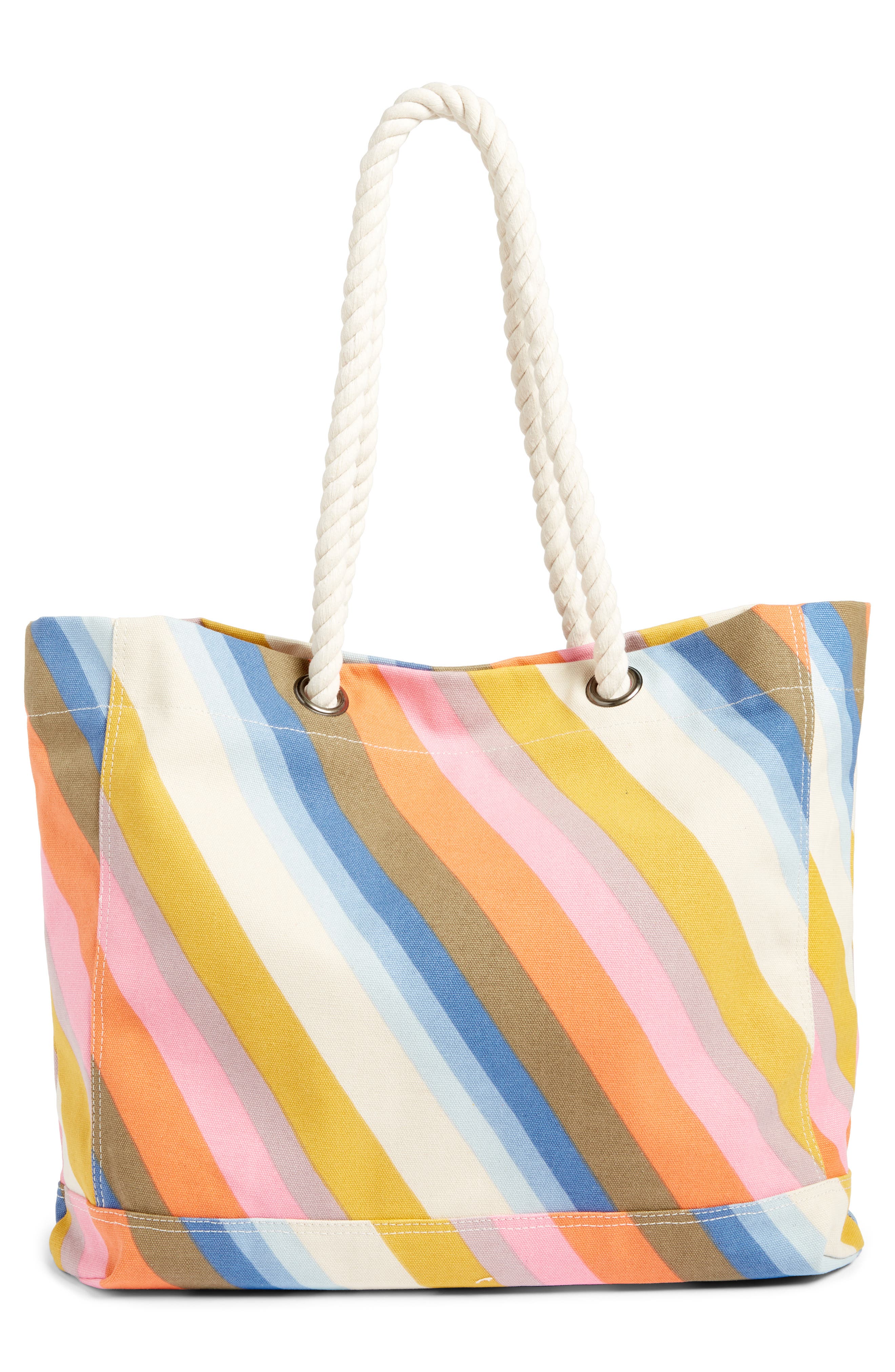 Billabong Sea Ya Stripe Canvas Beach Tote, Alternate, color, 