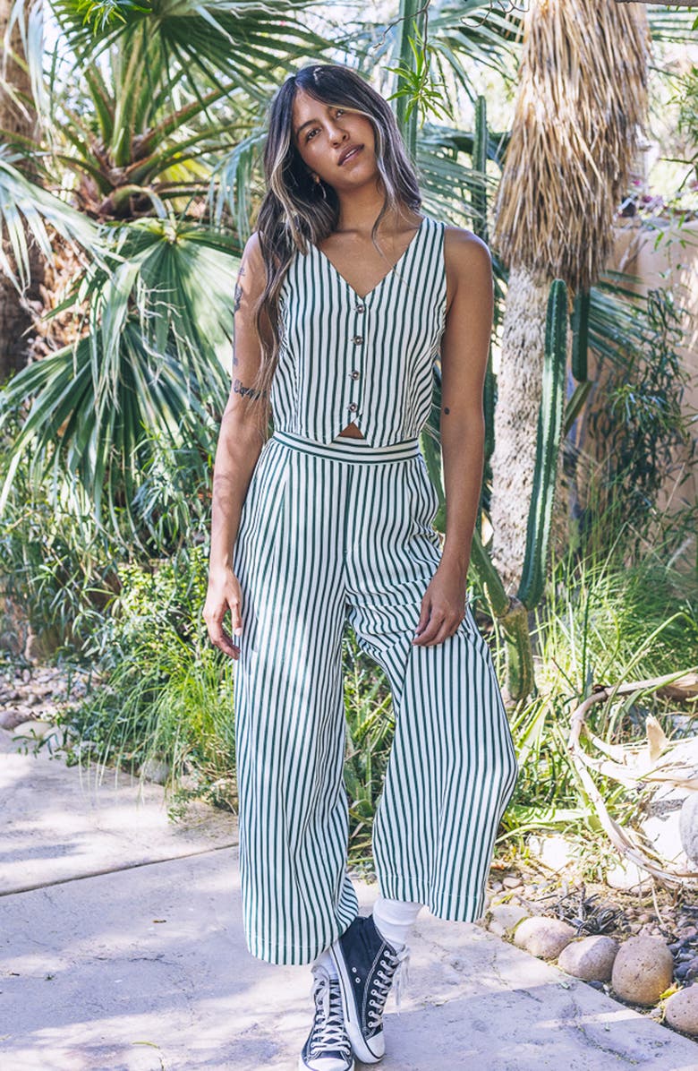 Hurley Roadside Stripe Wide Leg Pants, Alternate, color, Eden