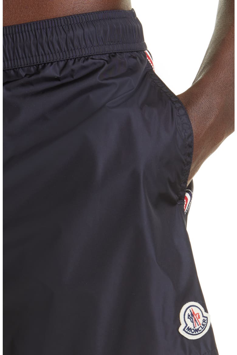 Logo Stripe Swim Trunks, Alternate, color, NAVY