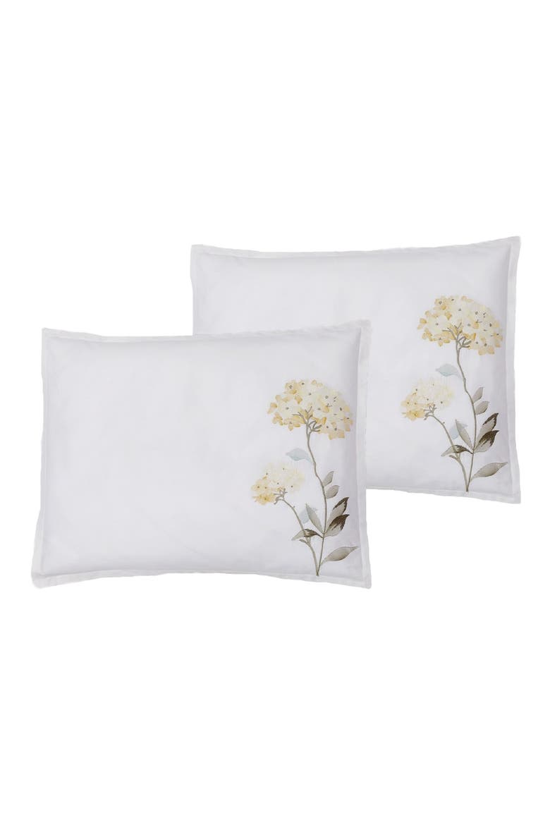 Golden Hydrangea Embroidered Duvet Set, Alternate, color, YELLOW/ WHITE