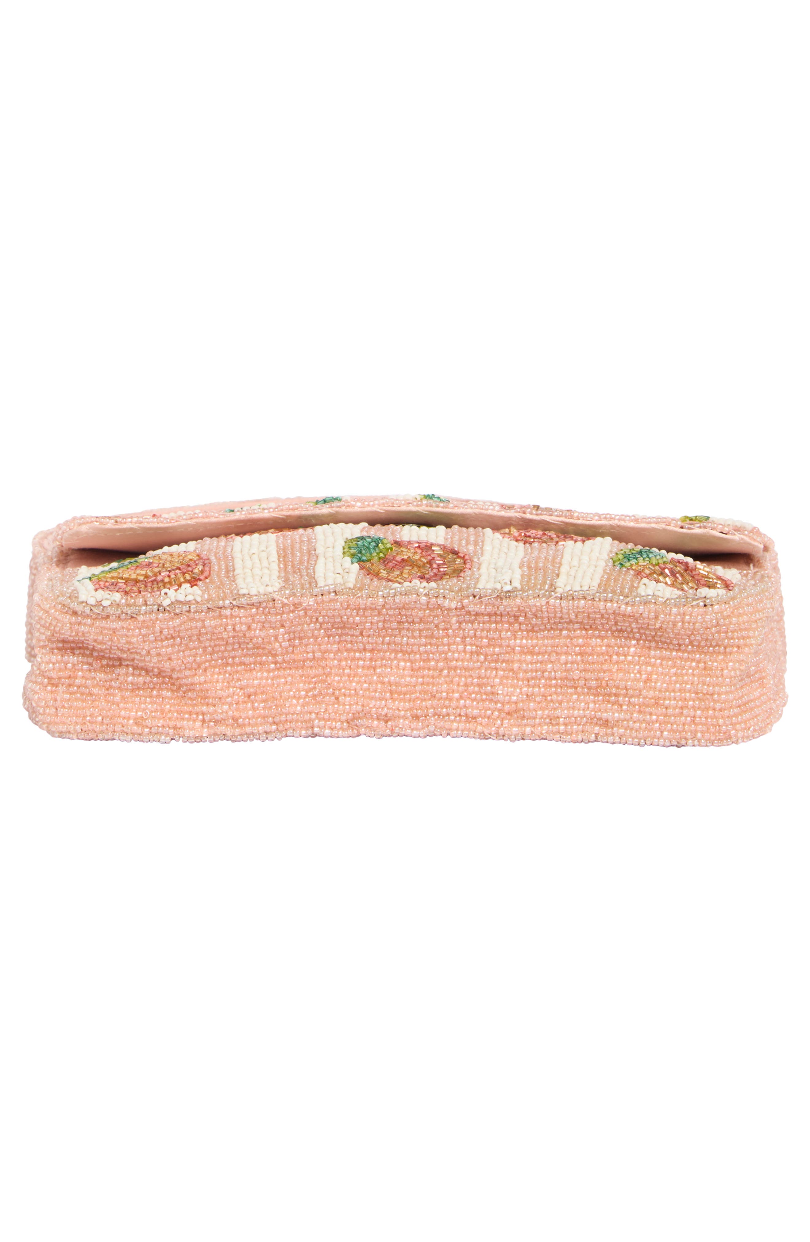 Stripe Peaches Beaded Shoulder Bag, Alternate, color, PEACH MULTI