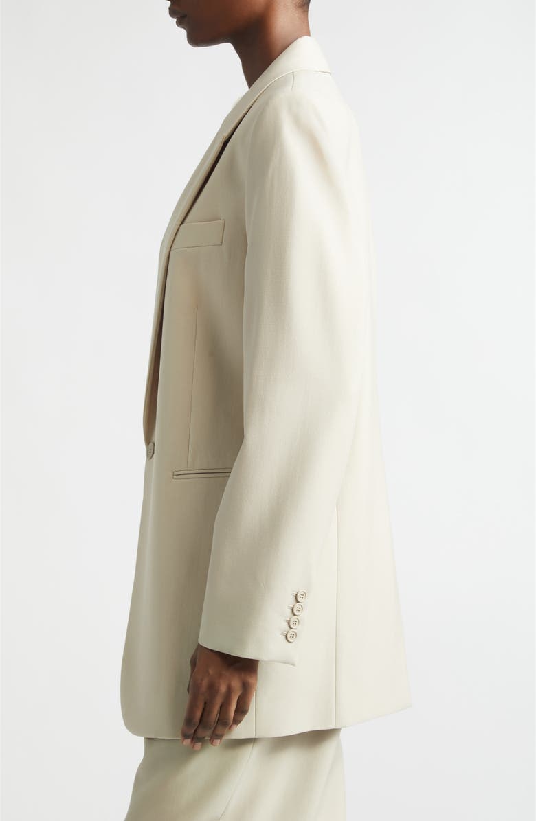 Saint Laurent One-Button Wool Gabardine Blazer, Alternate, color, Beige