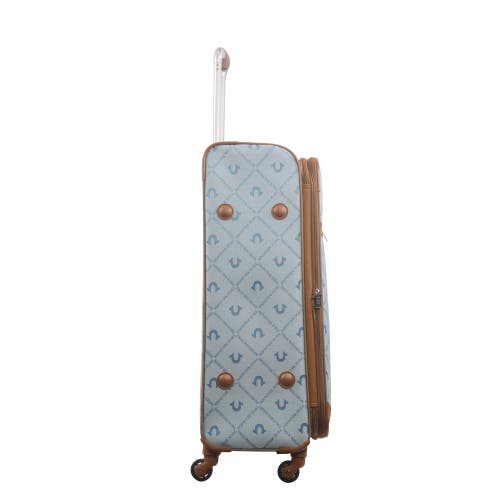 TRUE RELIGION TRUE RELIGION SOFT SIDED 31" EXPANDABLE, SPINNER LUGGAGE WIITH IONIC LOGO MONOGRAM AND BUDDHA PATCH 