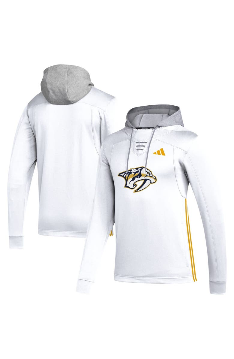 adidas Men's adidas White Nashville Predators Refresh Skate Lace AEROREADY Pullover Hoodie, Alternate, color, 