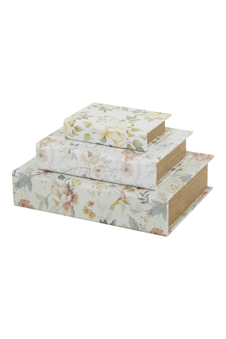 Set of 3 Faux Book Boxes, Alternate, color, WHITE