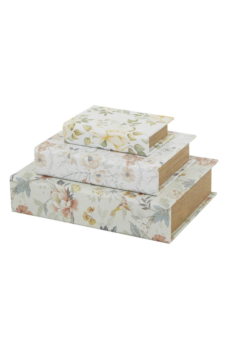 SONOMA SAGE HOME Set of 3 Faux Book Boxes, Alternate, color, White