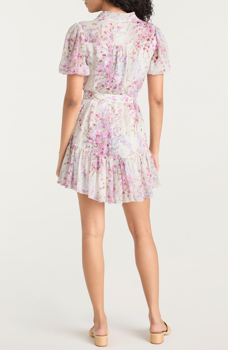 Cinq à Sept Midsummer Bloom Belted Puff Sleeve Minidress, Alternate, color, Ivory Multi