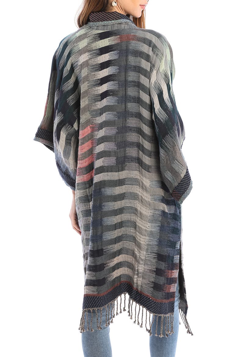 Retro Gradient Stripe Ruana, Alternate, color, CHARCOAL