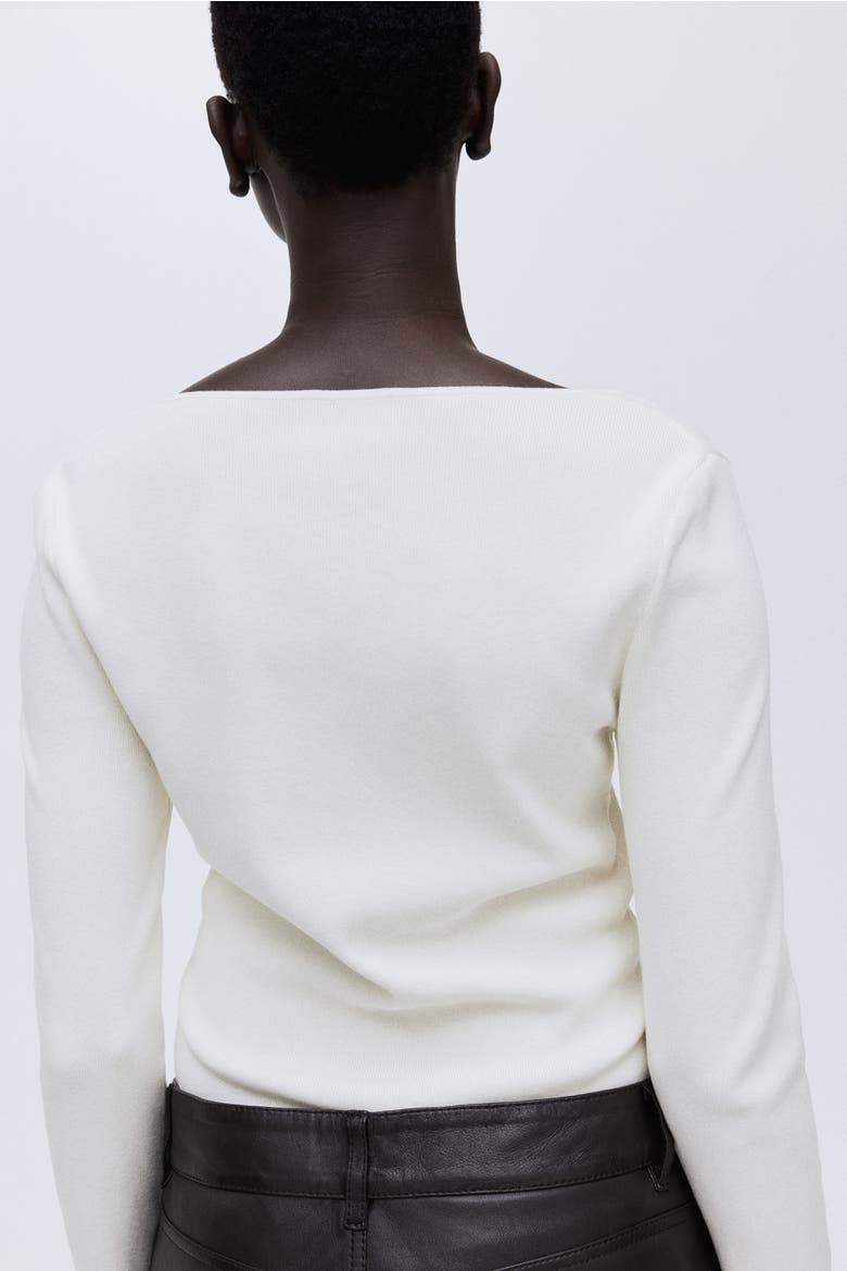 Square-neck Top, Alternate, color, Cream