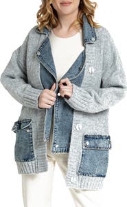 SAACHI Denim Knit Cardigan