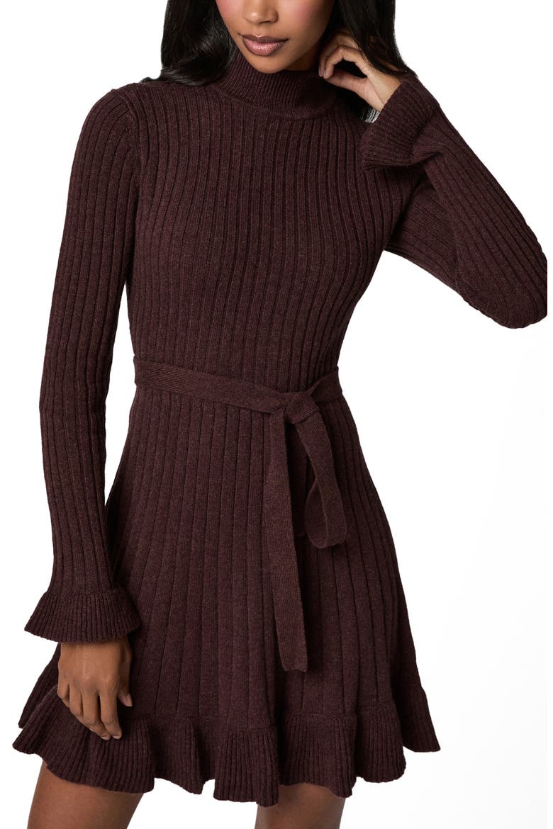 Sandria Wool & Cotton Blend Sweater Dress, Alternate, color, PORT