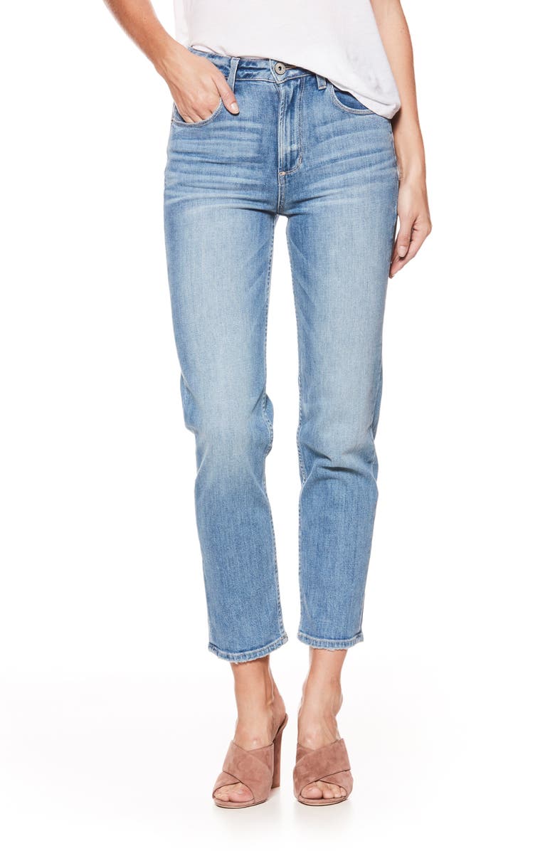 PAIGE Sarah High Waist Crop Straight Leg Jeans, Alternate, color,