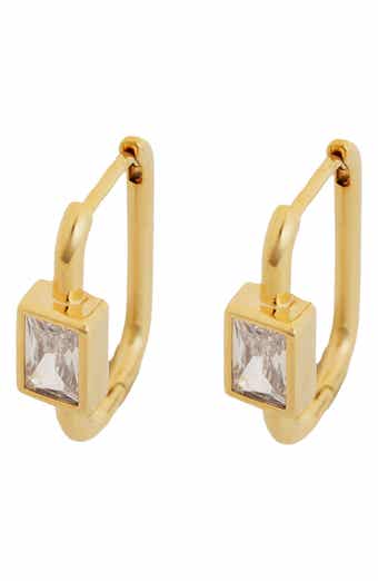 Panacea Crystal Square Huggie Hoop Earrings