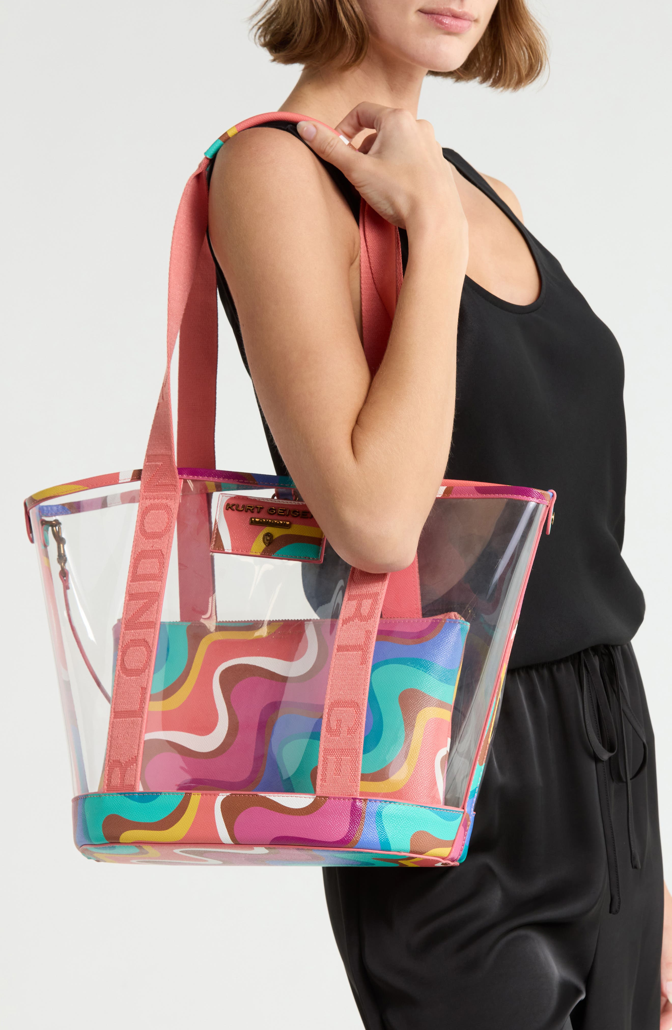 Hampstead Vinyl Tote, Alternate, color, CORAL MULTI