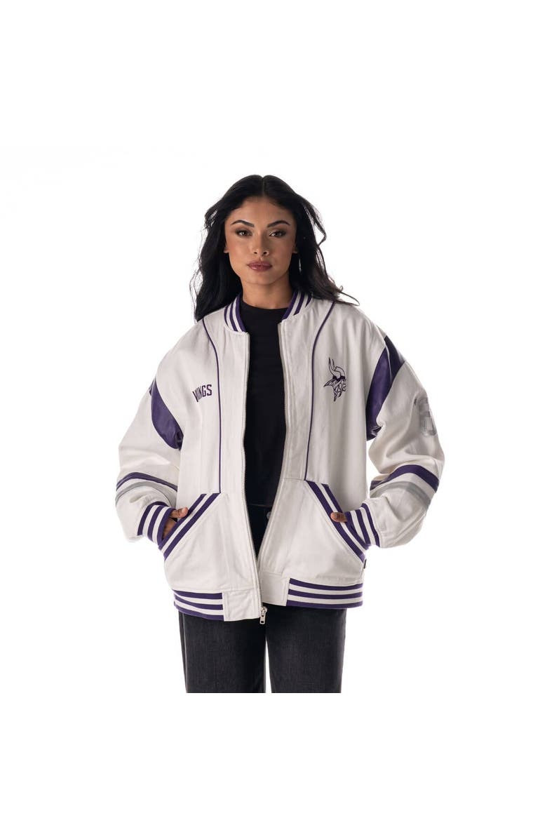 THE WILD COLLECTIVE Unisex The Wild Collective  White Minnesota Vikings Oversized Retro Full-Zip Jacket, Alternate, color, White