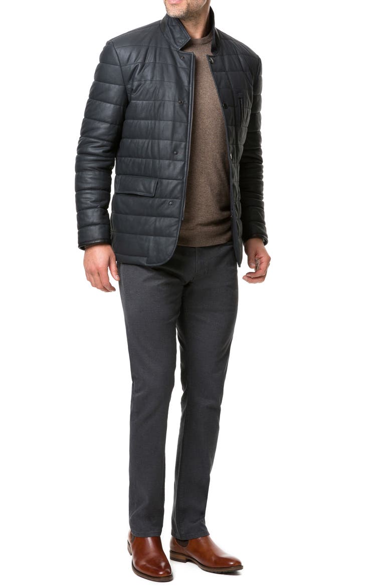 Ashwell Channel Quilted Leather Blazer, Alternate, color, ONYX