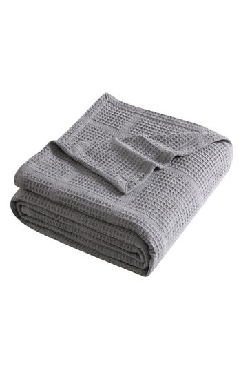 Kenneth Cole New York Essentials Waffle Stitch Blanket In Grey