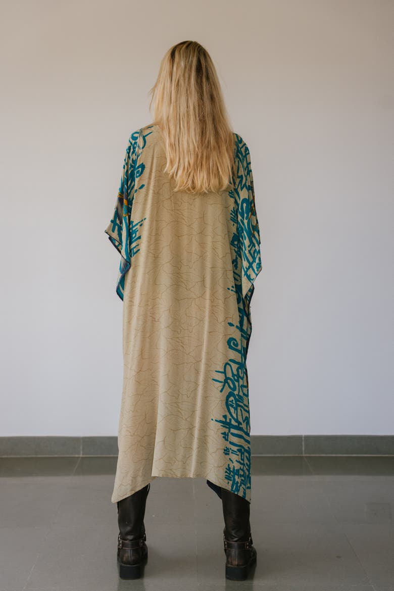 Long Caftan Dolo, Alternate, color, Blue-Green