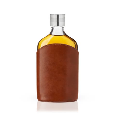 Admiral Parker Leather-Wrapped 7 oz Glass Flask