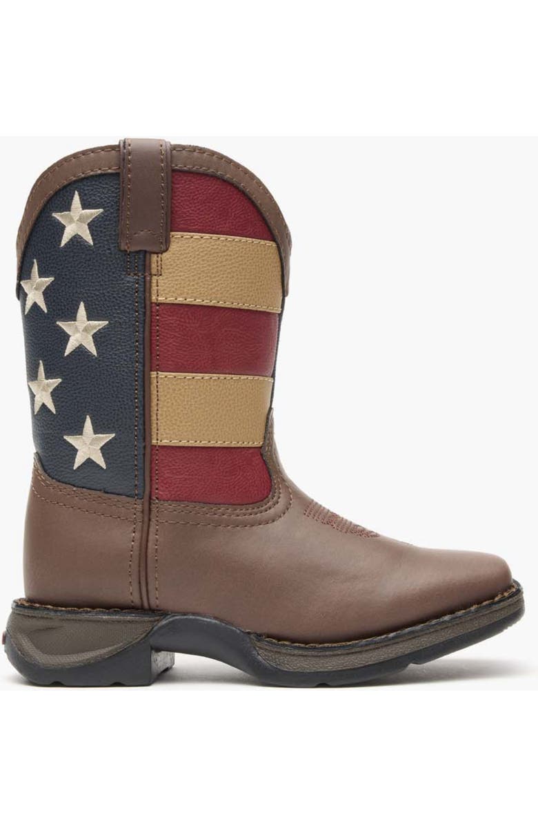 DURANGO Lil' Rebelby Kid's Patriotic Western Boot, Main, color, Brown And Union Flag
