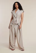 ELOQUII Pleat Detail Trouser With Long Belt