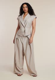 ELOQUII Pleat Detail Trouser With Long Belt