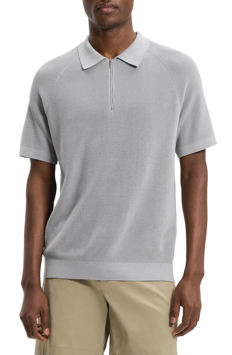 Theory Tactile Cotton Quarter Zip Polo, Main, color, New Dark Vapor