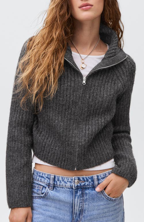 Mango Teen Quarter Zip Sweater In Gray