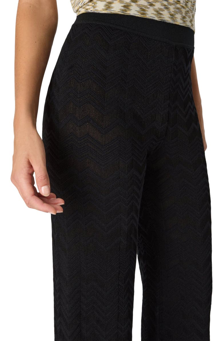 Missoni Straight Long Pants In Chevron Pattern, Alternate, color, Black