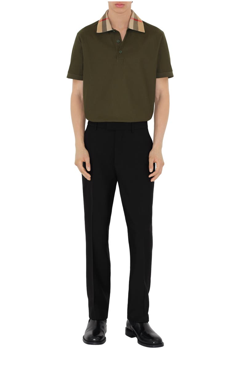 Burberry Check Collar Cotton Polo Shirt, Main, color, Loch