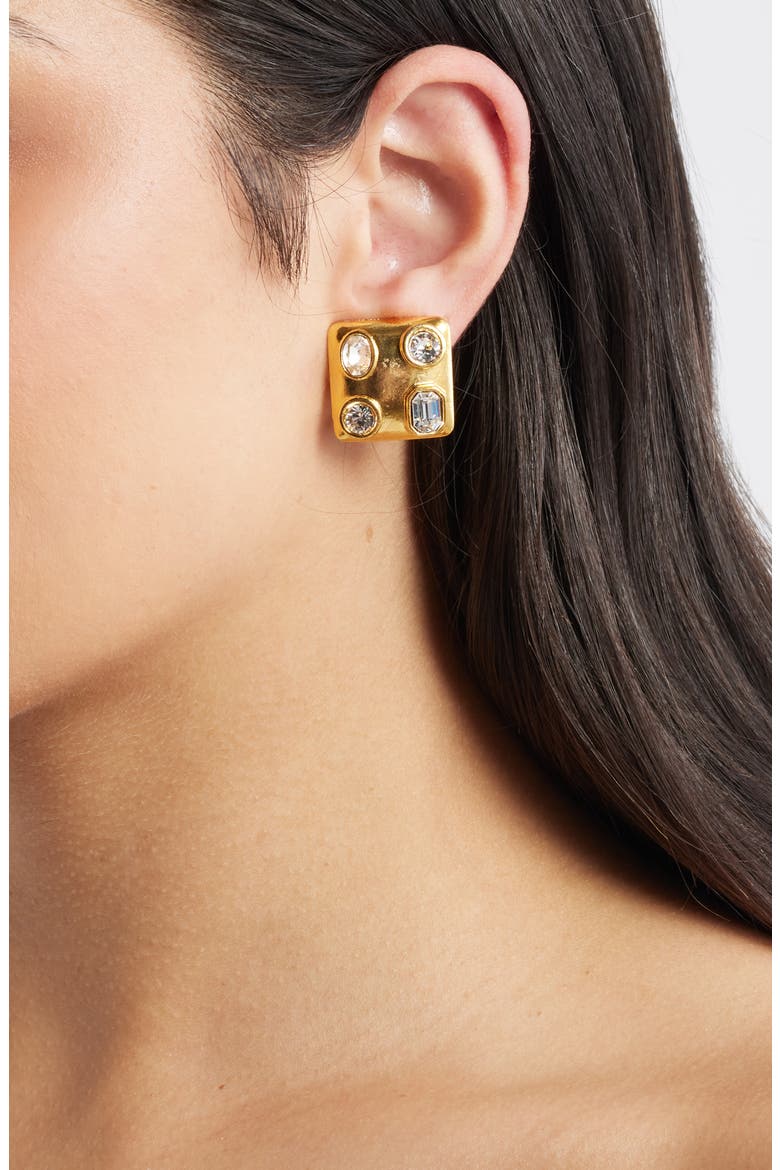 Pavé Stud Earrings, Alternate, color, GOLD