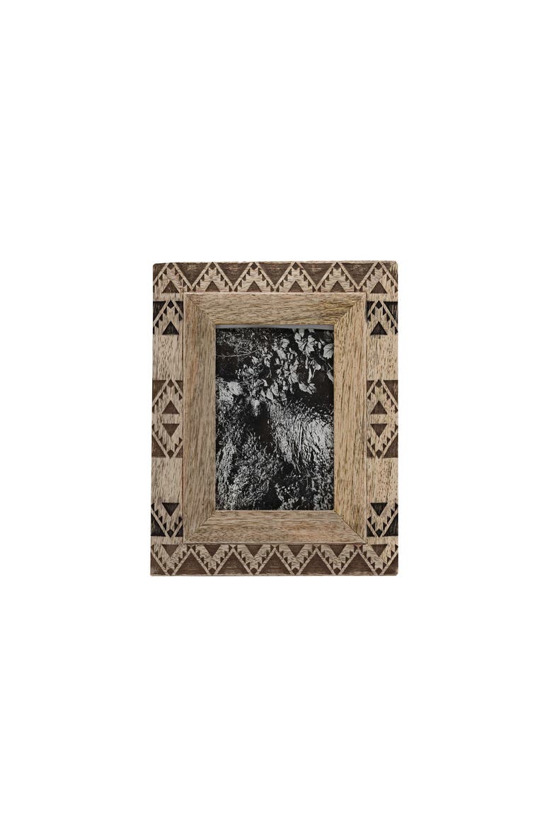 4x6 Brown Western Picture Frame Mango Wood MDF & Glass, Main, color, Brown