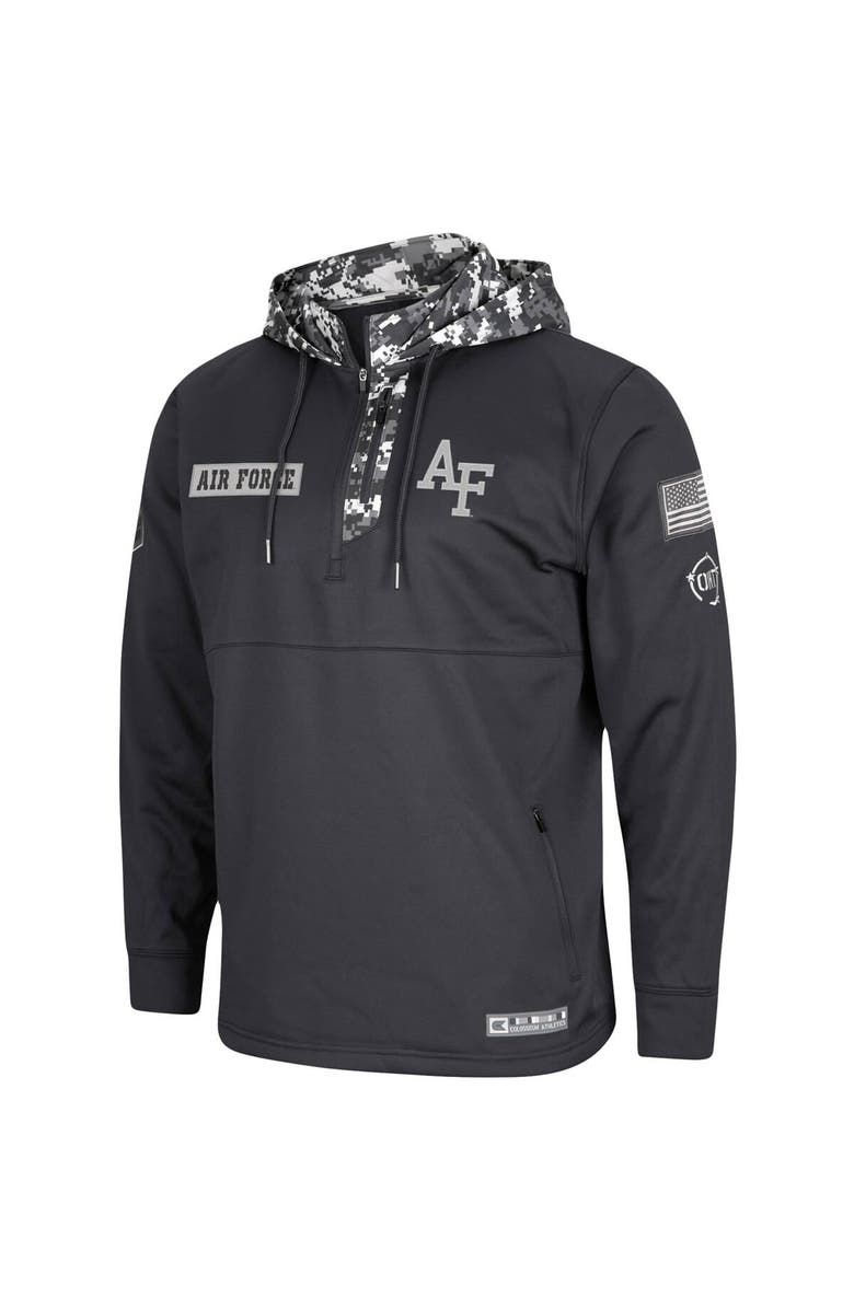 COLOSSEUM Men's Colosseum Charcoal Air Force Falcons OHT Military Appreciation Digi Camo Quarter-Zip Hoodie, Alternate, color, 