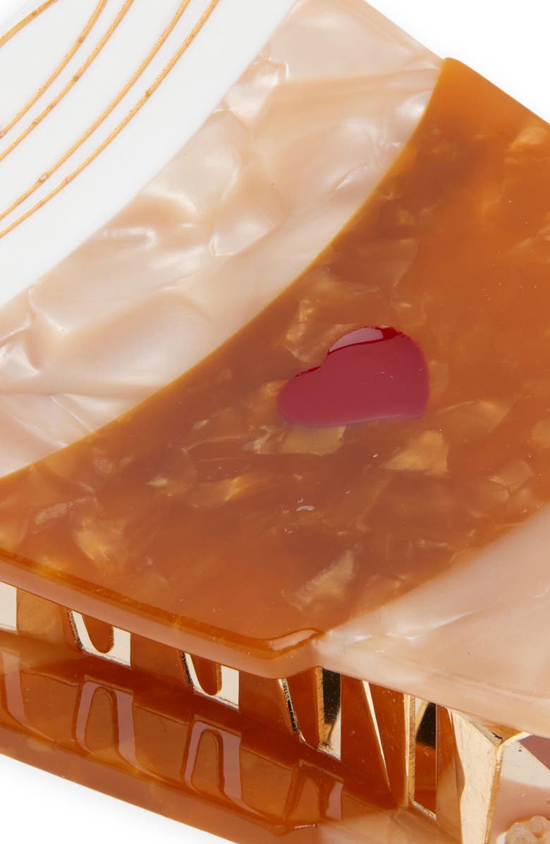 Solar Eclipse Hand-Painted Heart Coffee Cup Claw Clip, Alternate, color, Brown