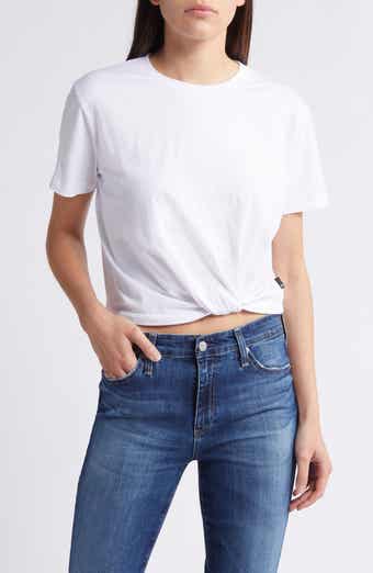 AG Ciara Twist Hem Cotton T-Shirt