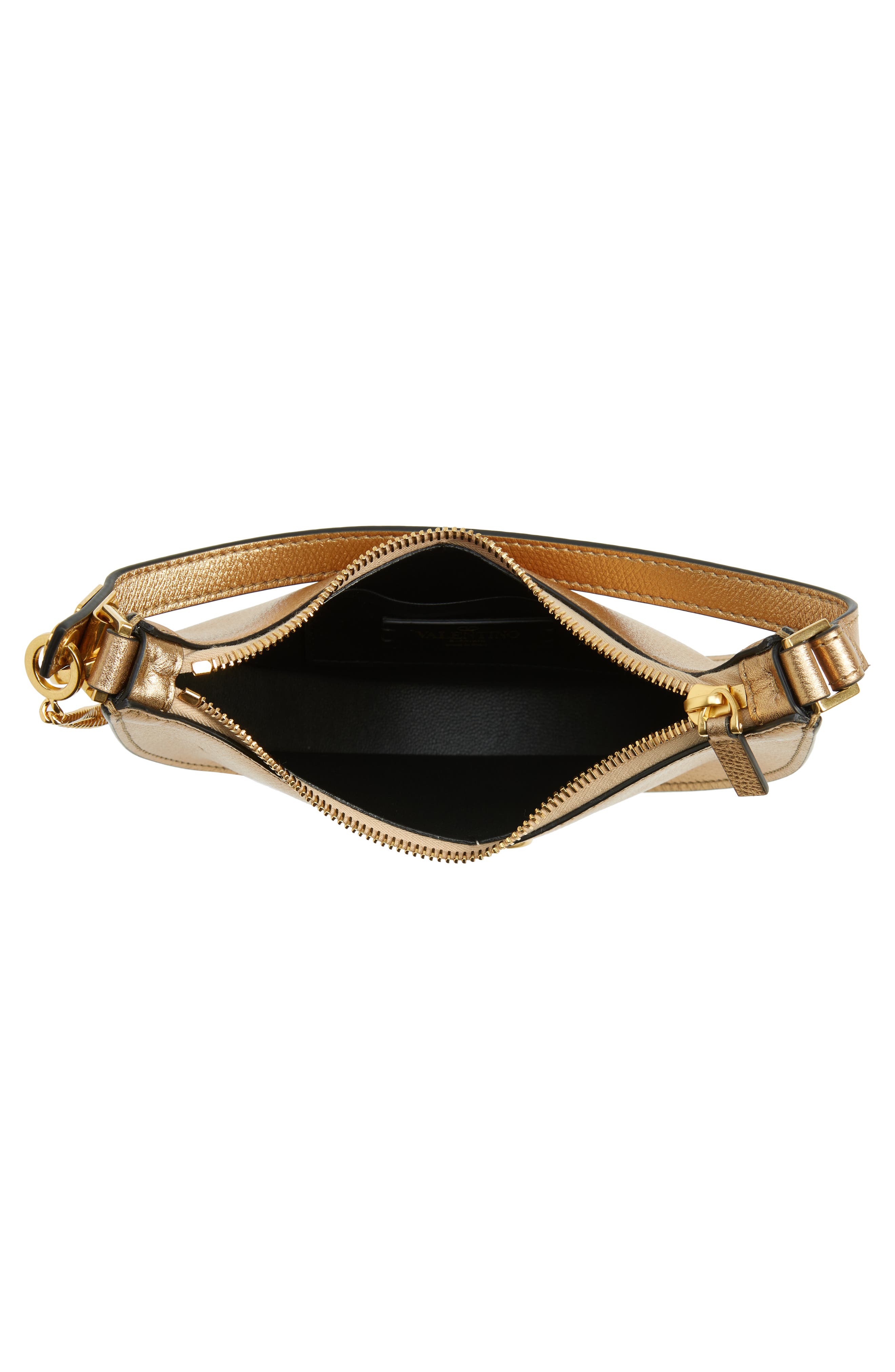 Valentino Garavani Mini VLOGO Metallic Leather Hobo, Alternate, color, 