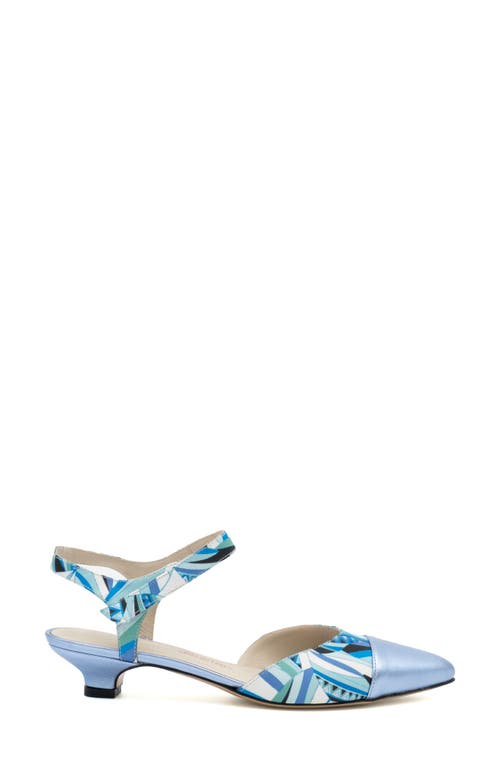 Amalfi By Rangoni Aosta Ankle Strap Pointed Cap Toe Pump In Blu Alvira/aris Etoile