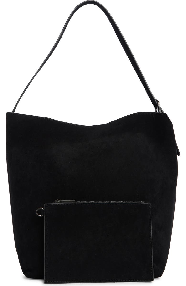 BCBG Slouchy Bucket Shoulder Bag with Pouch, Alternate, color, Black