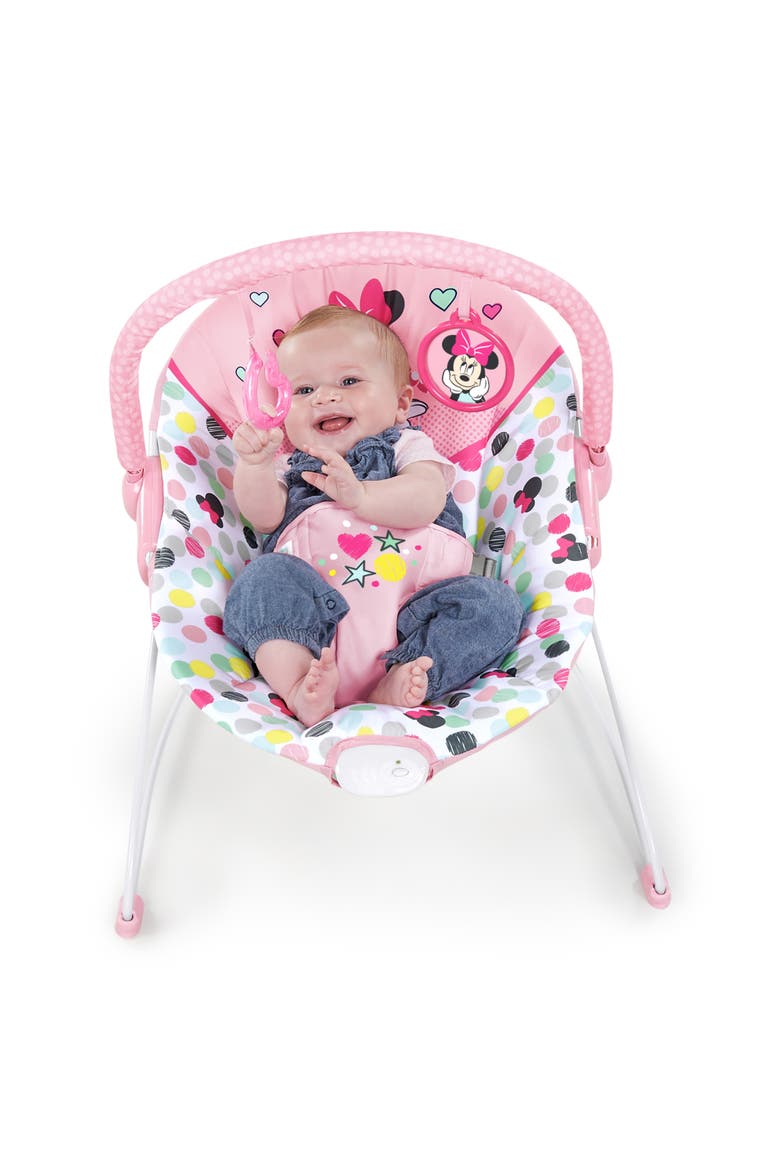 Disney Baby Minnie Mouse Vibrating Baby Bouncer, Alternate, color, Pink
