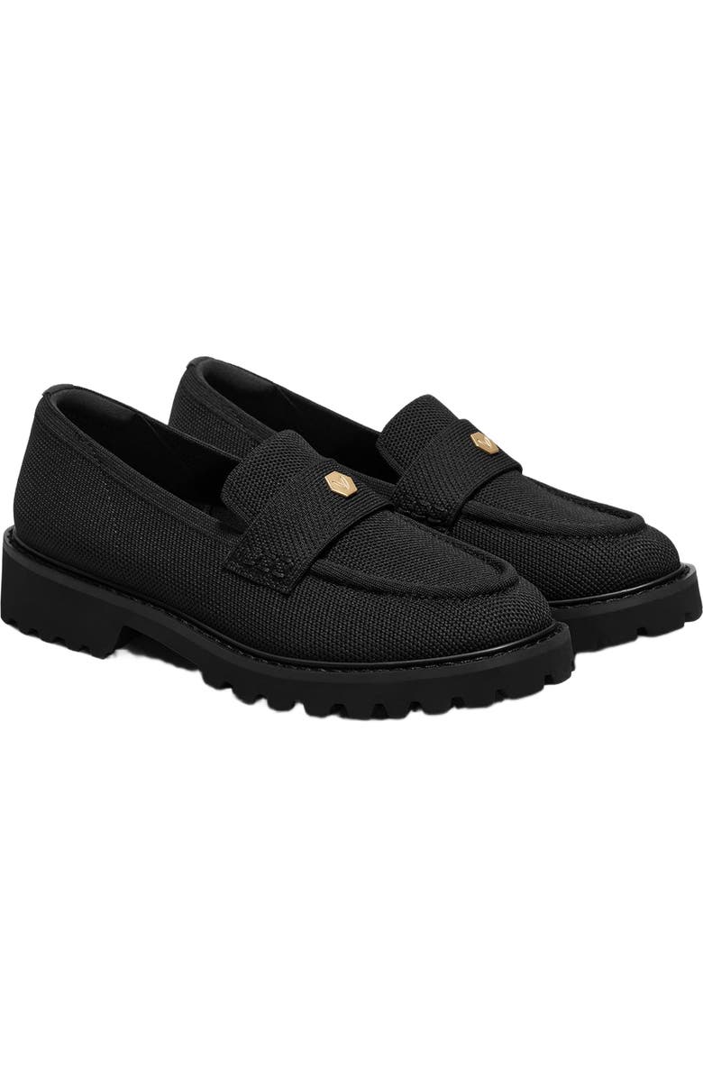 VIVAIA Round-Toe Platform Chunky Heel Loafers, Main, color, Black