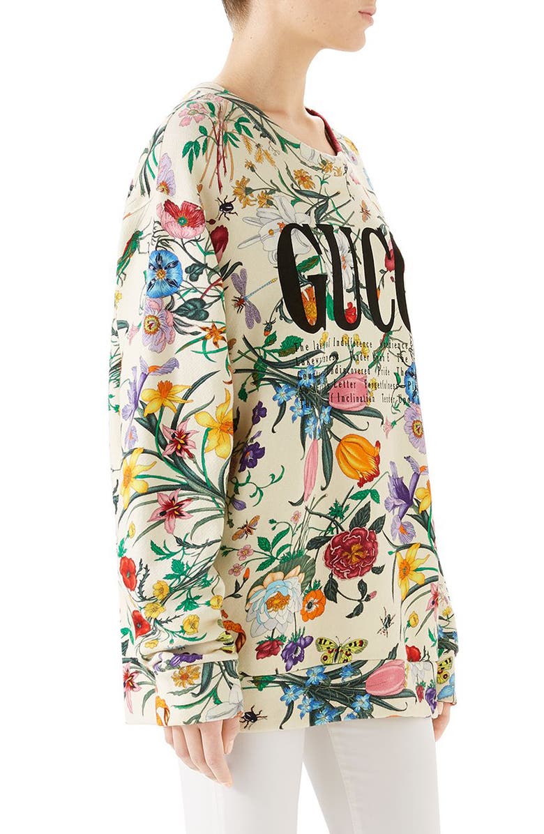 Gucci Floral Print Cotton Jersey Sweatshirt, Alternate, color, 