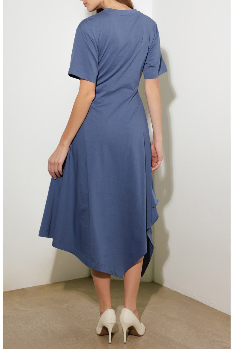 Cotton Blend Asymmetric Hem T-Shirt Dress, Alternate, color, SLATE BLUE