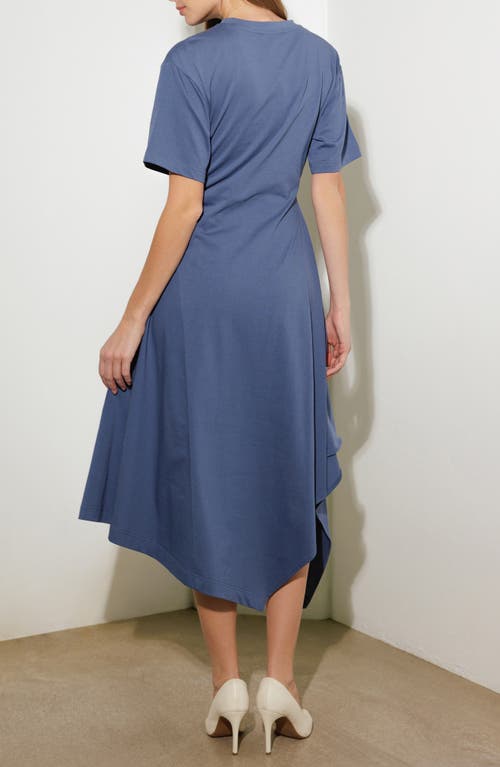 Freemarket Cotton Blend Asymmetric Hem T-shirt Dress In Slate Blue