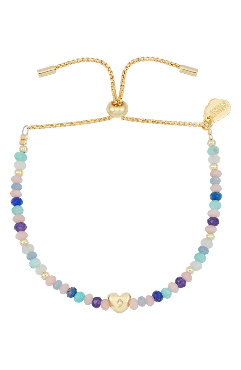 Estella Bartlett Ameli Pastel Stone Heart Bracelet, Main, color, Gold