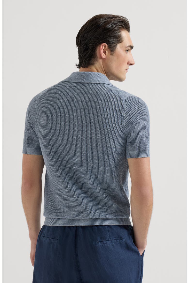 Half English rib knit polo, Alternate, color, Slate