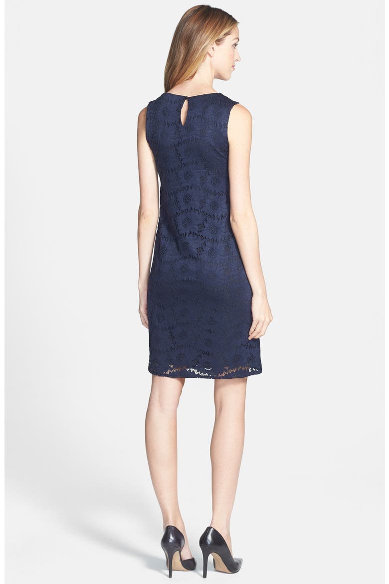 Embellished Neck Lace Shift Dress, Alternate, color, INK